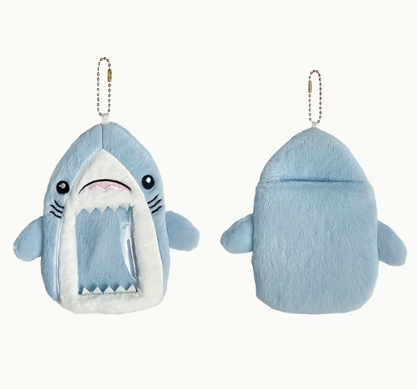 shark plush card holder