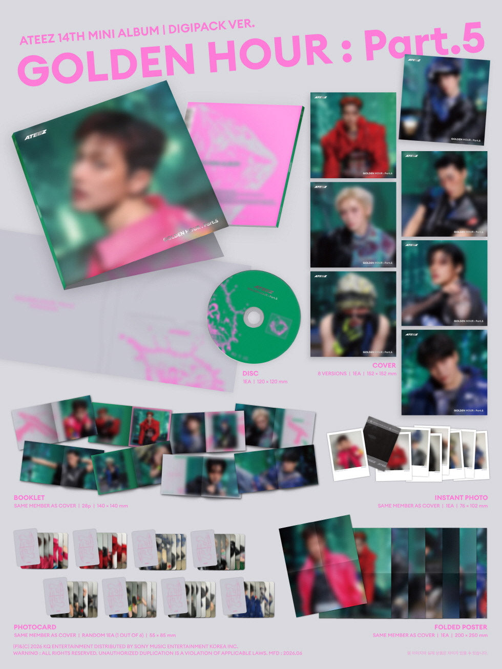 [DIGIPACK] ATEEZ 14th Mini Album – GOLDEN HOUR : Part.5 (Random Ver.) CD