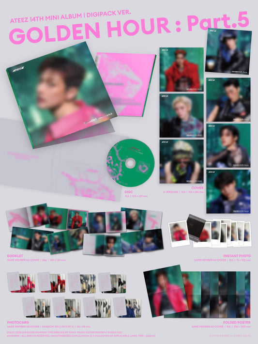 [DIGIPACK] ATEEZ 14th Mini Album – GOLDEN HOUR : Part.5 (Random Ver.) CD