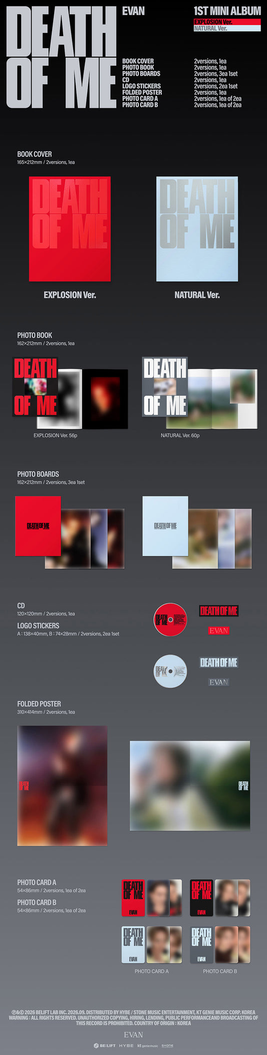 EVAN 1st Mini Album - DEATH OF ME (Random Ver.) CD