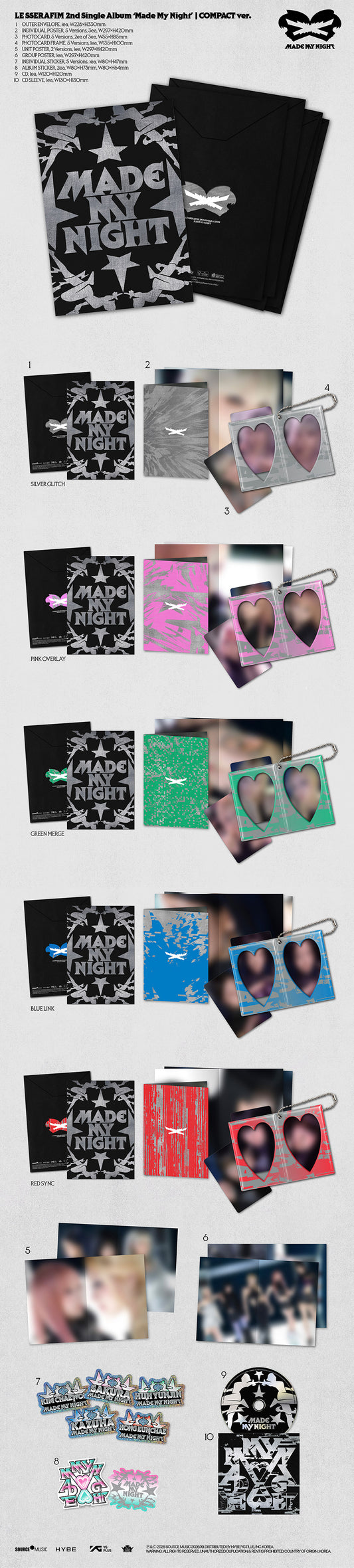 [COMPACT][SET] LE SSERAFIM 2nd Single Album – Made My Night (SET Ver.) 5CD
