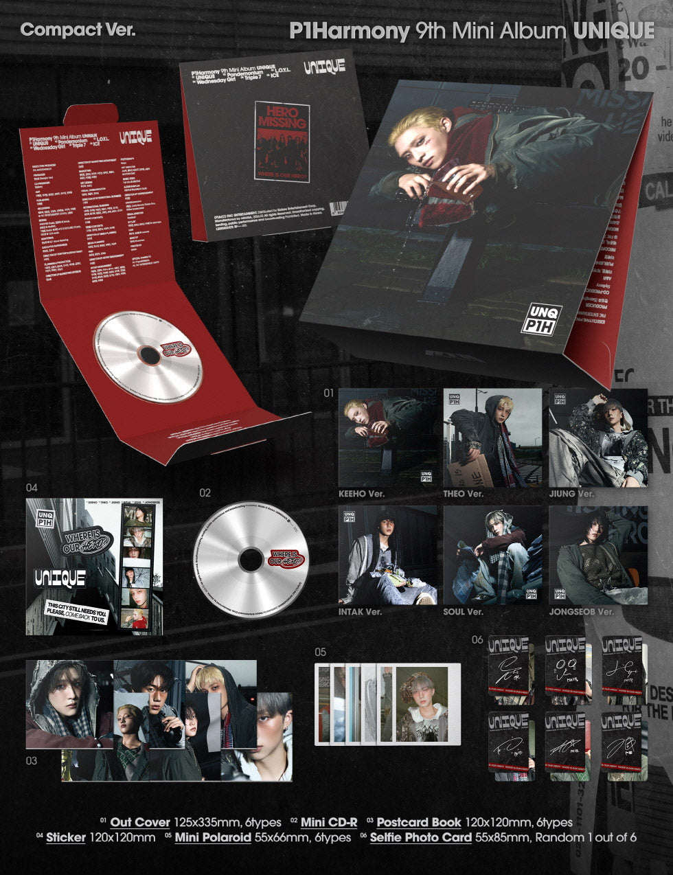 [COMPACT] P1Harmony 9th Mini Album - UNIQUE (Random Ver.)